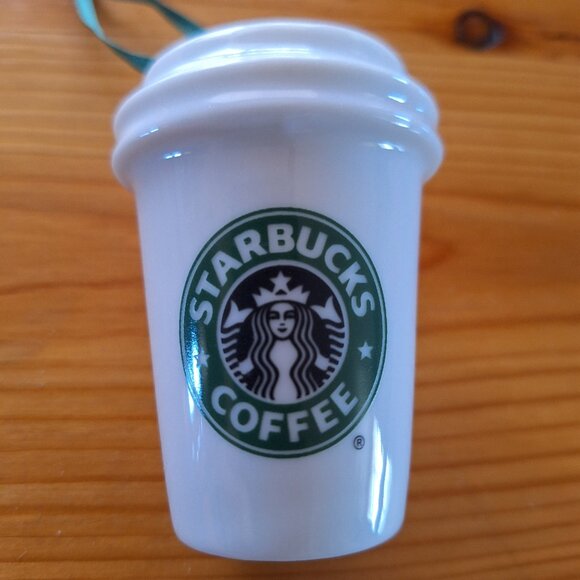 NWOT Starbucks White and Green Logo Christmas Ceramic Ornament - Picture 1 of 4
